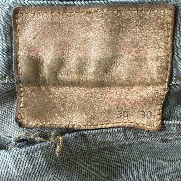 Levi’s Men’s Thrashed Jeans Brown/Gold Color Size 30x28.5 Grunge Style Ripped - Picture 8 of 16